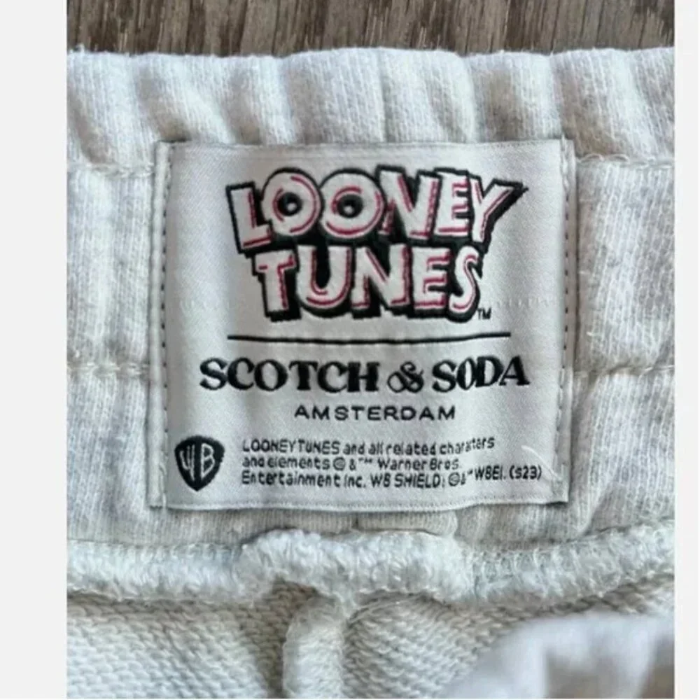 Scotch & Soda x Looney Tunes Sweatpants Size XXL Gray Embroidered Organic Cotton